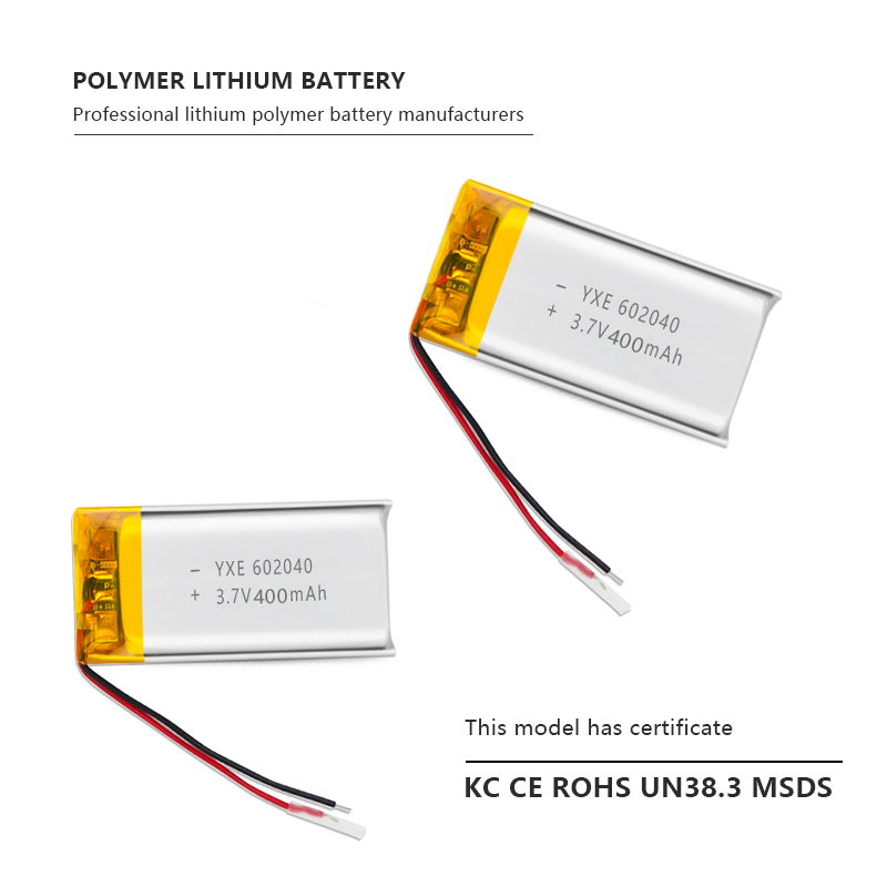3.7 V Li-ion Battery 602040-400mah